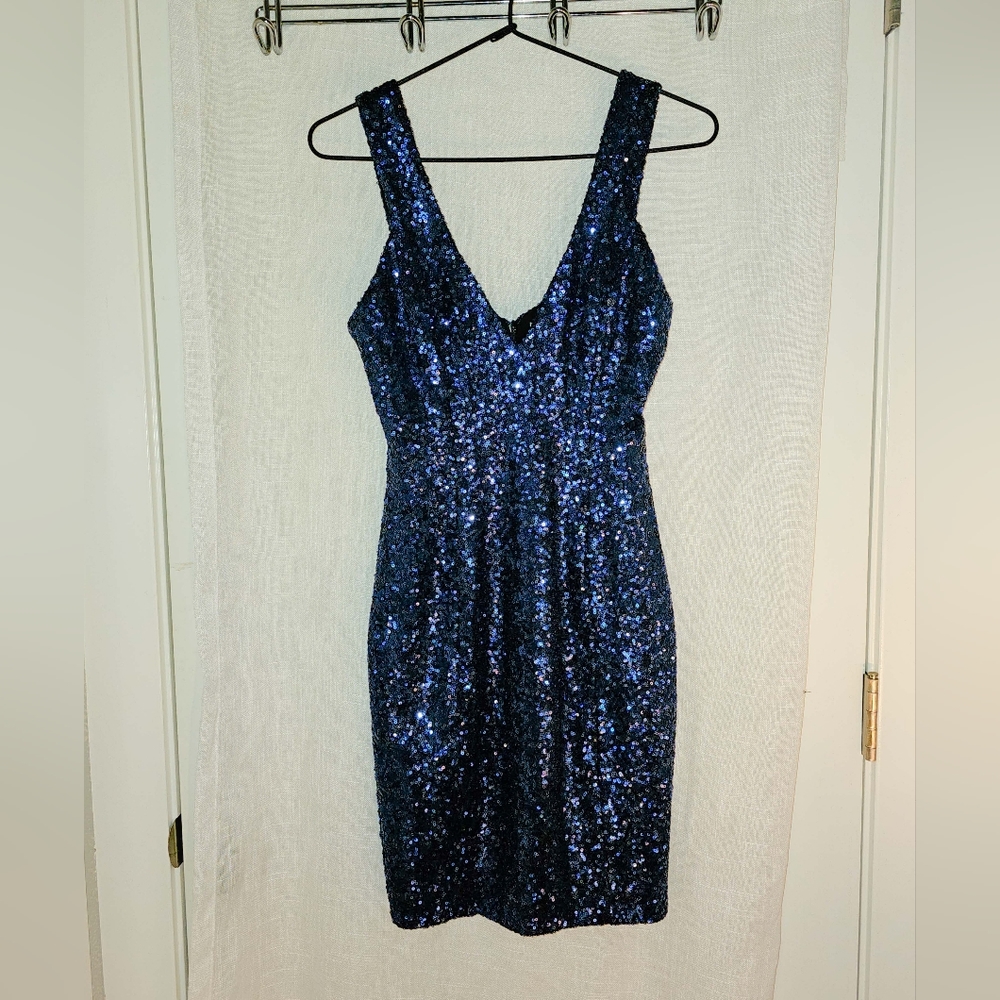 Blue/Black Sequin cocktail Dress XS Dress The Population